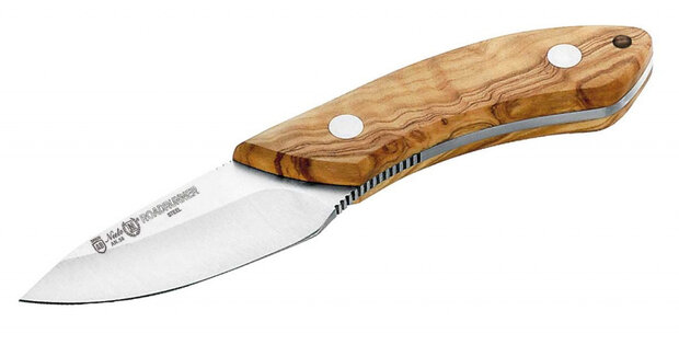 jachtmes 17 cm RVS/hout bruin/zilver 2-delig