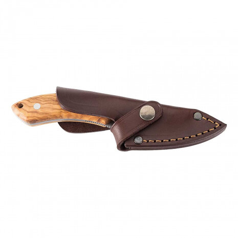 jachtmes 17 cm RVS/hout bruin/zilver 2-delig
