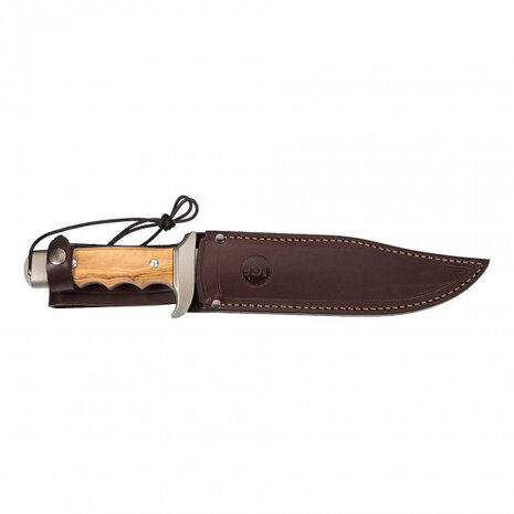 jachtmes 36 cm RVS/hout bruin/zilver 2-delig