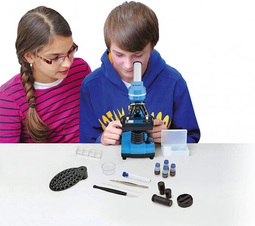 microscoop Junior Student led aluminium blauw