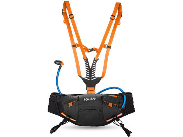 waterzak Hipster 1,5 liter 40 cm mesh zwart/oranje