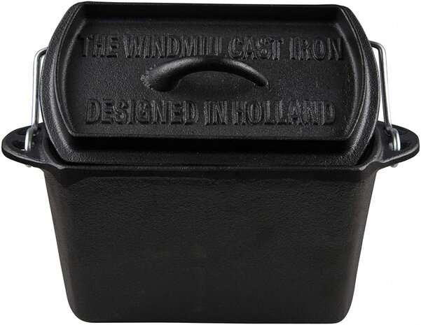 broodpan 27 cm gietzijzer 2 liter zwart 2-delig