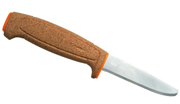 jachtmes met schede 22,5 cm RVS/kurk zilver/bruin