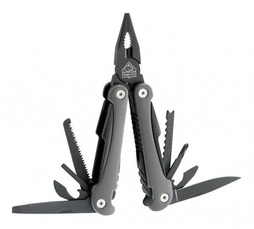 multitool 16,5 cm RVS zwart 9-delig