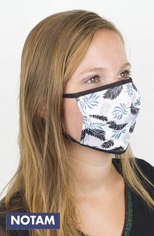 mondkapjes lichtblauw/bladeren polyester 16 stuks