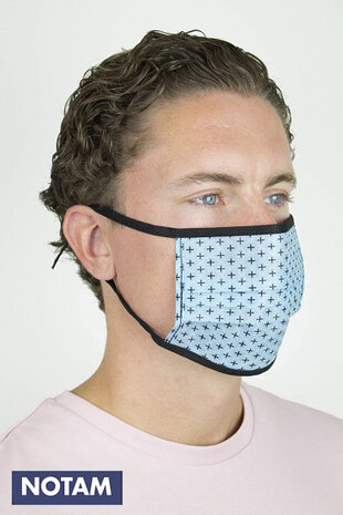 mondkapjes lichtblauw/bladeren polyester 16 stuks