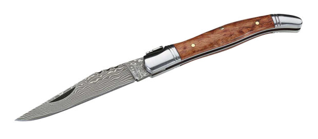 zakmes 19 cm damascusstaal/hout zilver/bruin