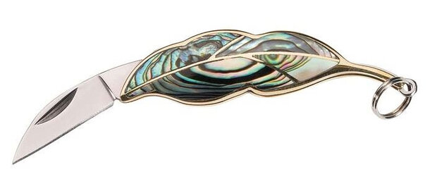 zakmes 7,65 cm RVS/messing zilver/groen