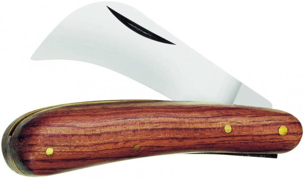 tuinmes 16 cm RVS/mahoni zilver/bruin