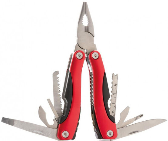 multitool Fix 9 functies RVS/aluminium rood