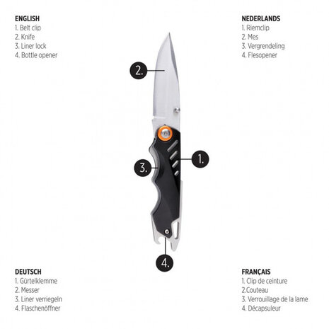 multitool Excalibur mes 10,4 cm aluminium zwart