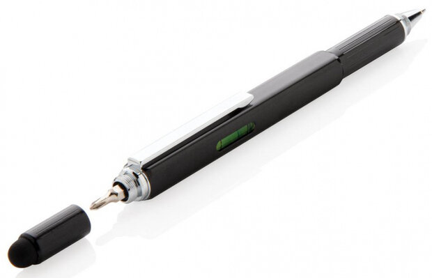 toolpen 5-in-1 15 cm aluminium zwart