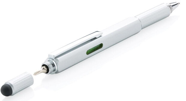 toolpen 5-in-1 15 cm aluminium grijs