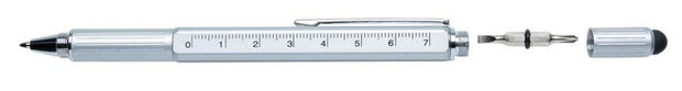 toolpen 5-in-1 15 cm aluminium grijs