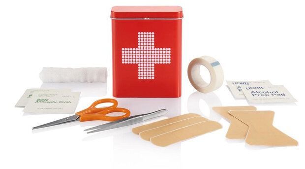 eerstehulp-set 9,1 cm staal rood 6-delig