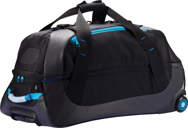 weekendtas trolley 100 liter polyester zwart/blauw