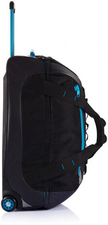weekendtas trolley 100 liter polyester zwart/blauw