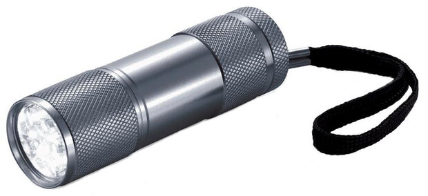 zaklamp Quattro led batterijen 9 cm grijs