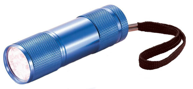 zaklamp Quattro led batterijen 9 cm blauw