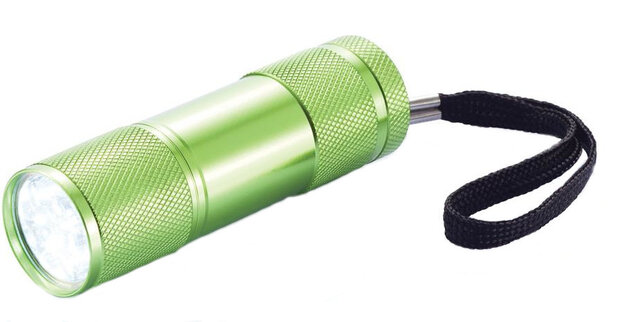 zaklamp Quattro led batterijen 9 cm groen