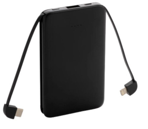 pocket-powerbank 5.000 mAh 10,5 cm ABS zwart