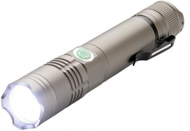 zaklamp led oplaadbaar 14,2 cm aluminium grijs