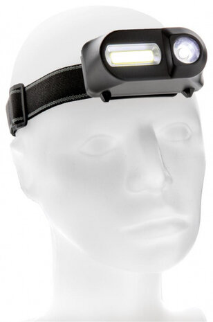 hoofdlamp cob-led 8,5 cm ABS zwart