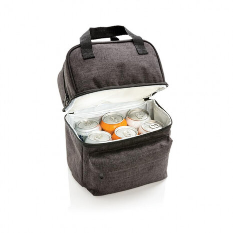 koeltas 8 liter 28 cm polyester/PVC grijs/zwart