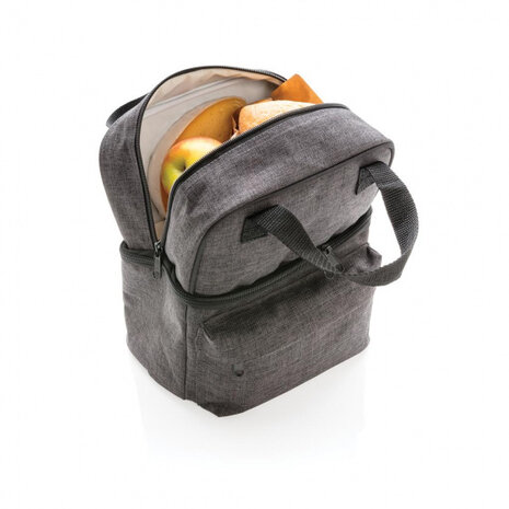 koeltas 8 liter 28 cm polyester/PVC grijs/zwart