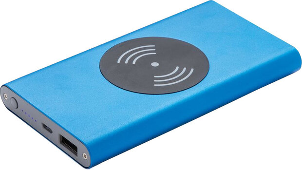 powerbank 4000 mAh 12 x 6,7 cm RVS blauw