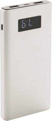 powerbank 10000 mAh 13,8 cm aluminium zilver