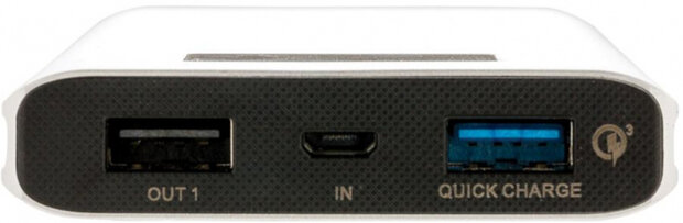 powerbank 10000 mAh 13,8 cm aluminium zilver