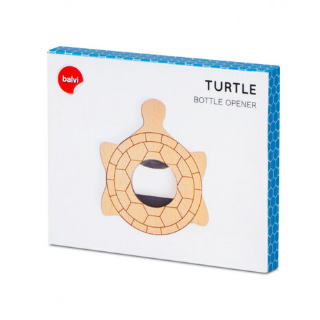 flesopener Schildpad 9,7 cm RVS/hout