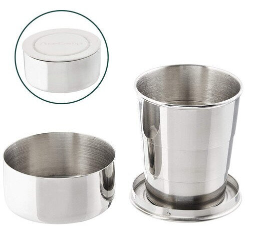 inklapbare drinkbeker RVS 150 ml 7 x 6,35 cm zilver