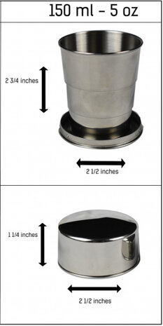 inklapbare drinkbeker RVS 150 ml 7 x 6,35 cm zilver