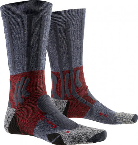 wandelsokken Trek Path nylon grijs/rood maat 42/44