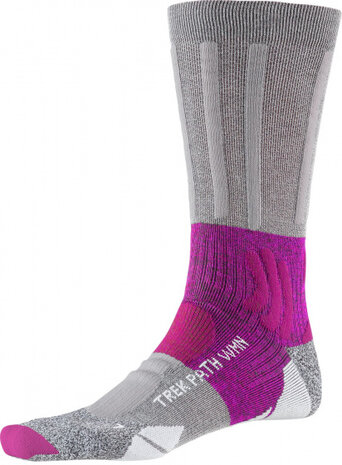 wandelsokken Trek Path nylon grijs/paars maat 37/38