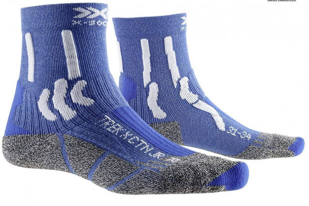 wandelsokken Trex X Junior katoen blauw maat 35/38