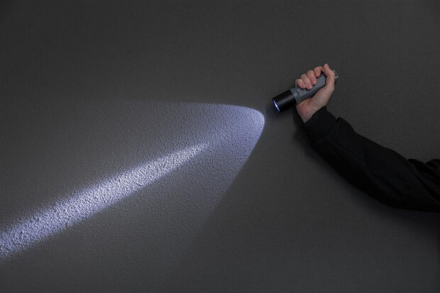 zaklamp led batterij 200 lm 15,5 cm ABS/alu grijs