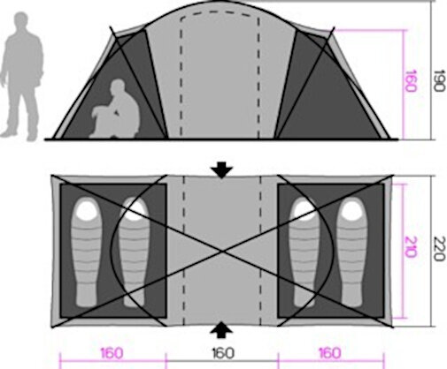 tent Space 4 4-persoons 480 cm donkergroen