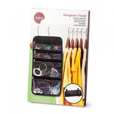 sieradenorganizer Kangaroo Travel 50 x 27 cm PVC zwart