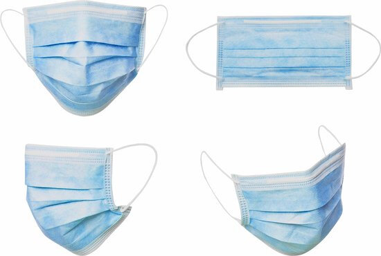 mondkapjes 3-laags volwassenen blauw 10 stuks