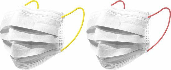 mondkapjes 3-laags junior geel/rood/wit 10 stuks