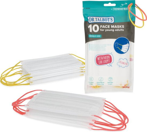 mondkapjes 3-laags junior geel/rood/wit 10 stuks