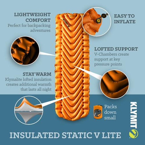 slaapmat Insulated Static V Lite eenpersoons 183 cm oranje
