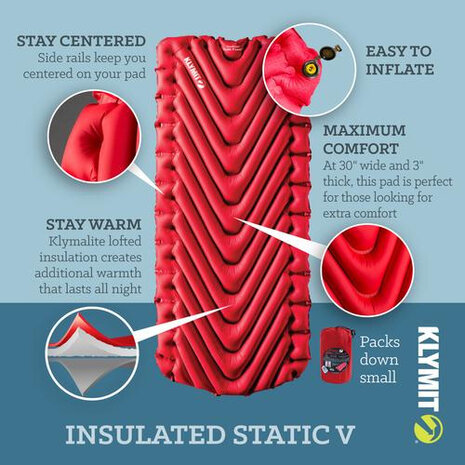 slaapmat Insulated Static V Luxe eenpersoons 193 cm rood