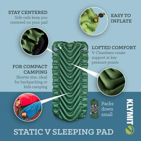 slaapmat Static V Short junior 127 x 58 cm groen