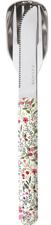 campingbestek bloemen 18 x 3,3 cm RVS zilver/wit 3-delig
