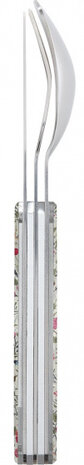 campingbestek bloemen 18 x 3,3 cm RVS zilver/wit 3-delig