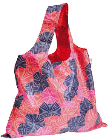 boodschappentas XL cirkel 59 x 48 cm polyester roze/blauw